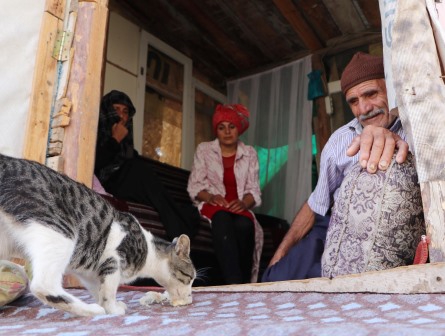 4 kişilik aile, evlerinin bahçesine kurdukları çadırda yaşıyor