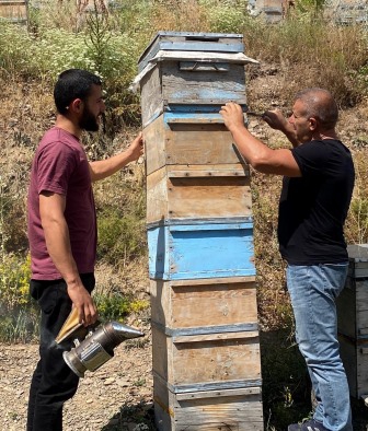 Üst üste koyduğu birden fazla anı arılı 7 kovanla 50 yerine 200 kilogram bal elde etti